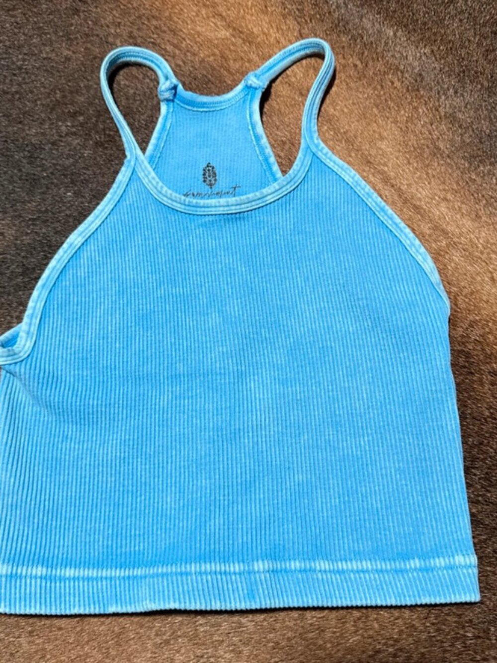 Free People Movement Happiness Runs Crop Tank Top Womens XS / S Washed Blue - Picture 2 of 16